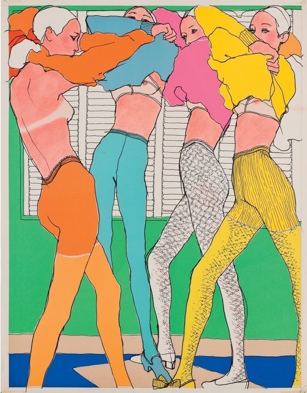 Antonio Lopez Lingerie, 1966, veröffentlicht in Elle France Tuschfeder und Collage 64 x 48 cm © Courtesy of Estate of Antonio Lopez and Juan Ramos and Galerie Bartsch & Chariau 