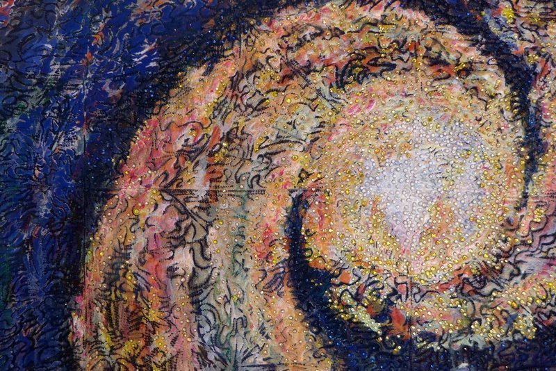 Hilde van Schaardenburg and Sandra Marcum: Celestial Fireworks, Detail (Two Person Quilts) The Festival of Quilts 2015