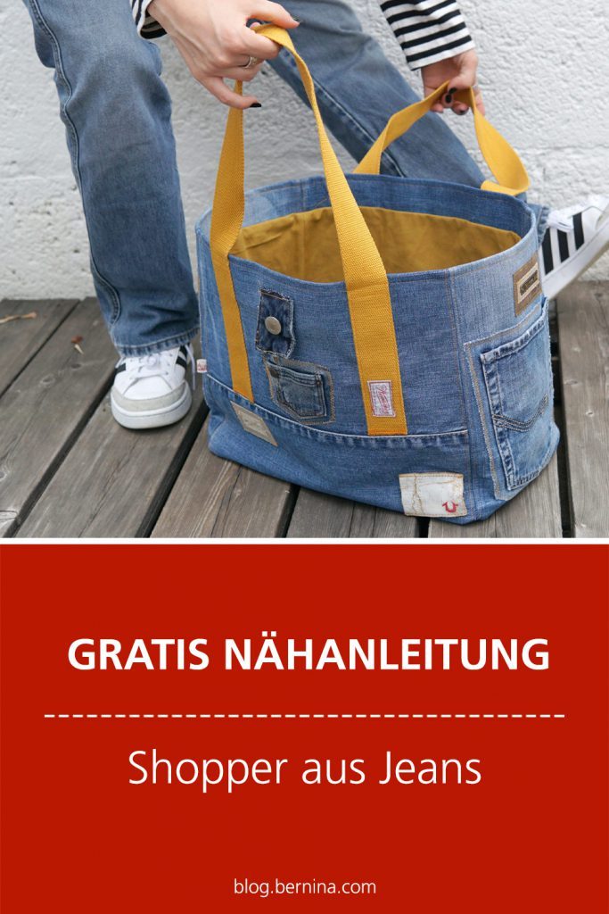 Gratis Schnittmuster & Nähanleitung: Shopper aus alten Jeans 