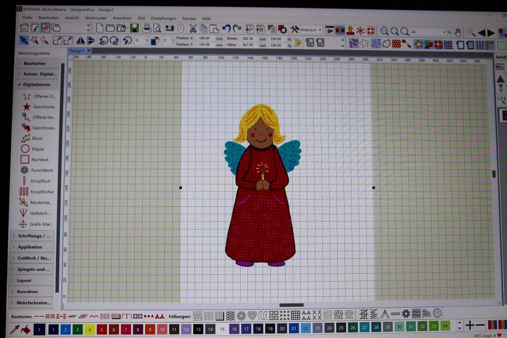 Embroidering Christmas angel