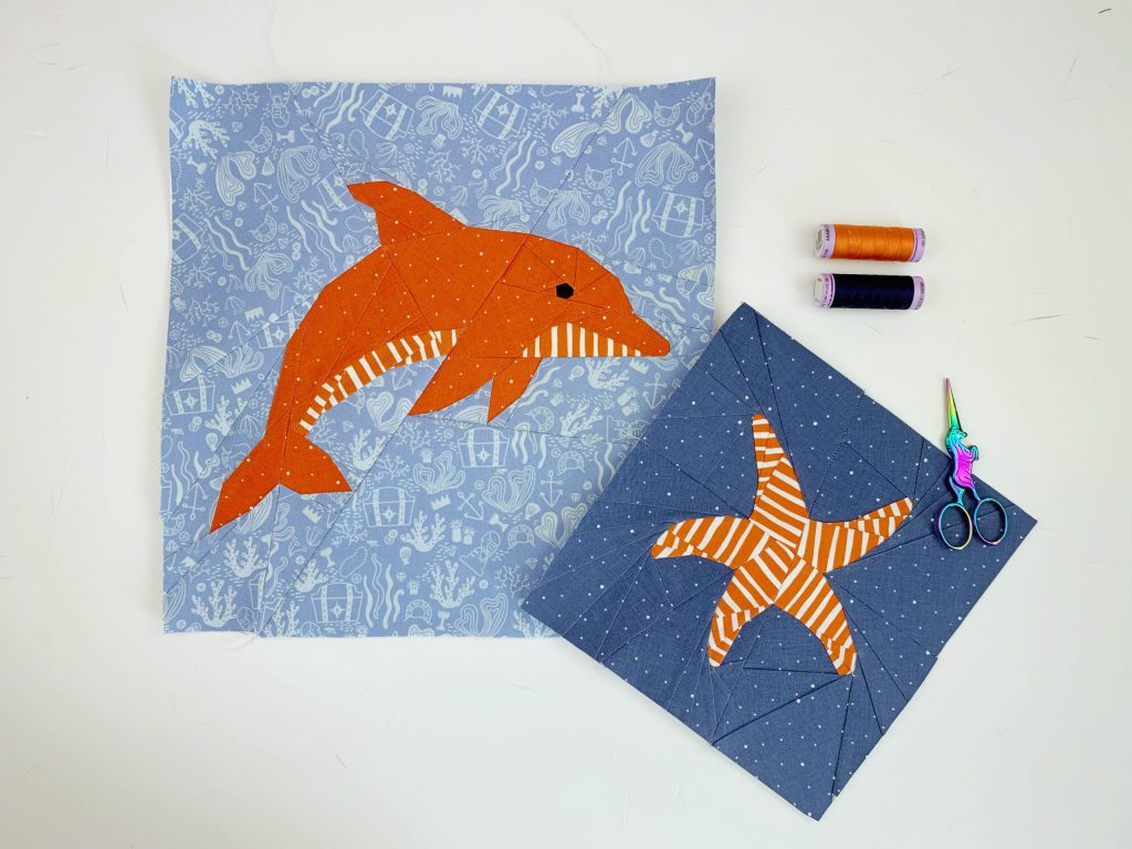 FPP quilt blocks starfish and dolphin