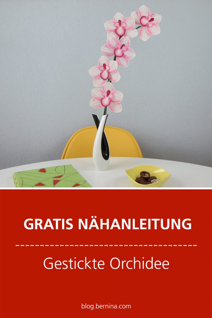 Gratis Nähanleitung: Gestickte Orchidee