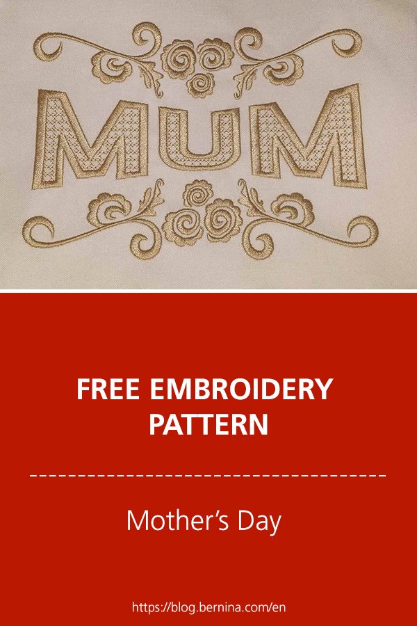 Free embroidery pattern: MUM - Mother‘s Day