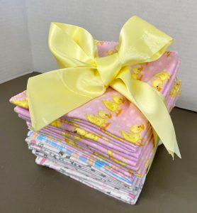Flannel wipes for baby with faux serged edge
