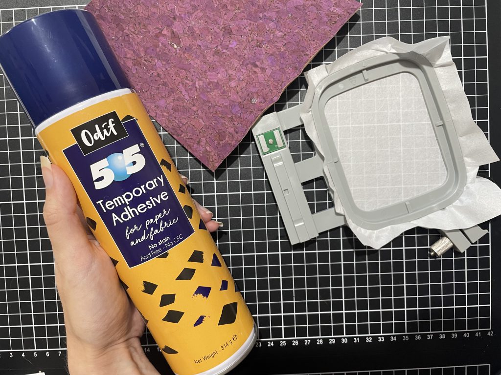 spray adhesive, hooped stabiliser, and cork fabric