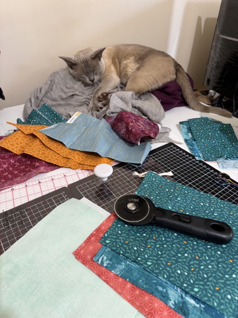 cutting squares for the baby quilt