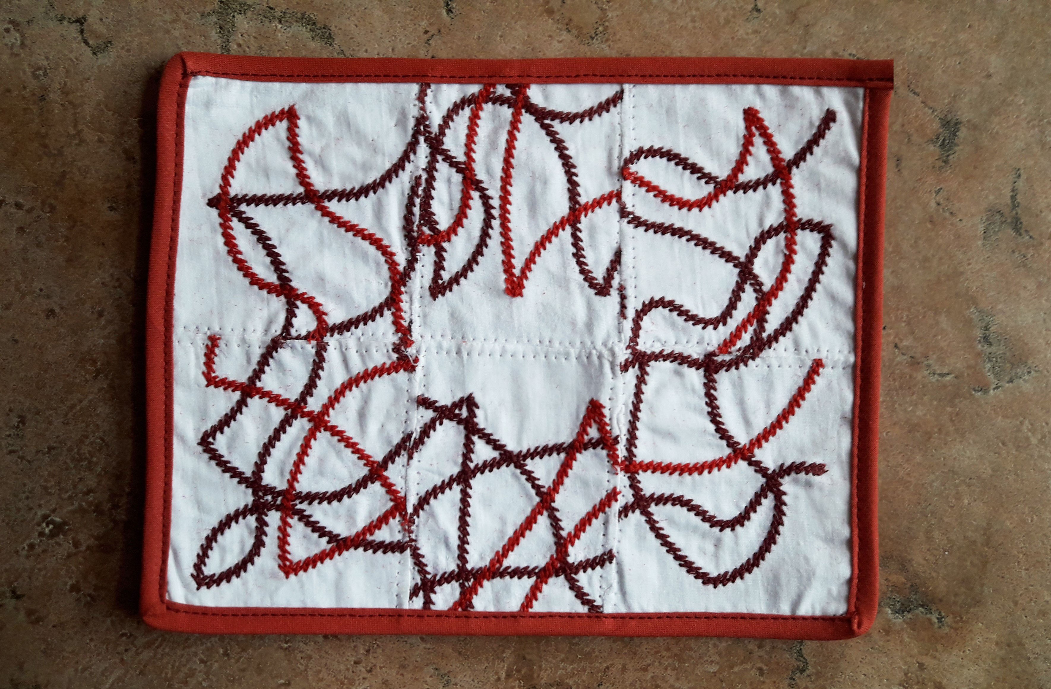 Embroider a mug rug with Mettler Seralon.