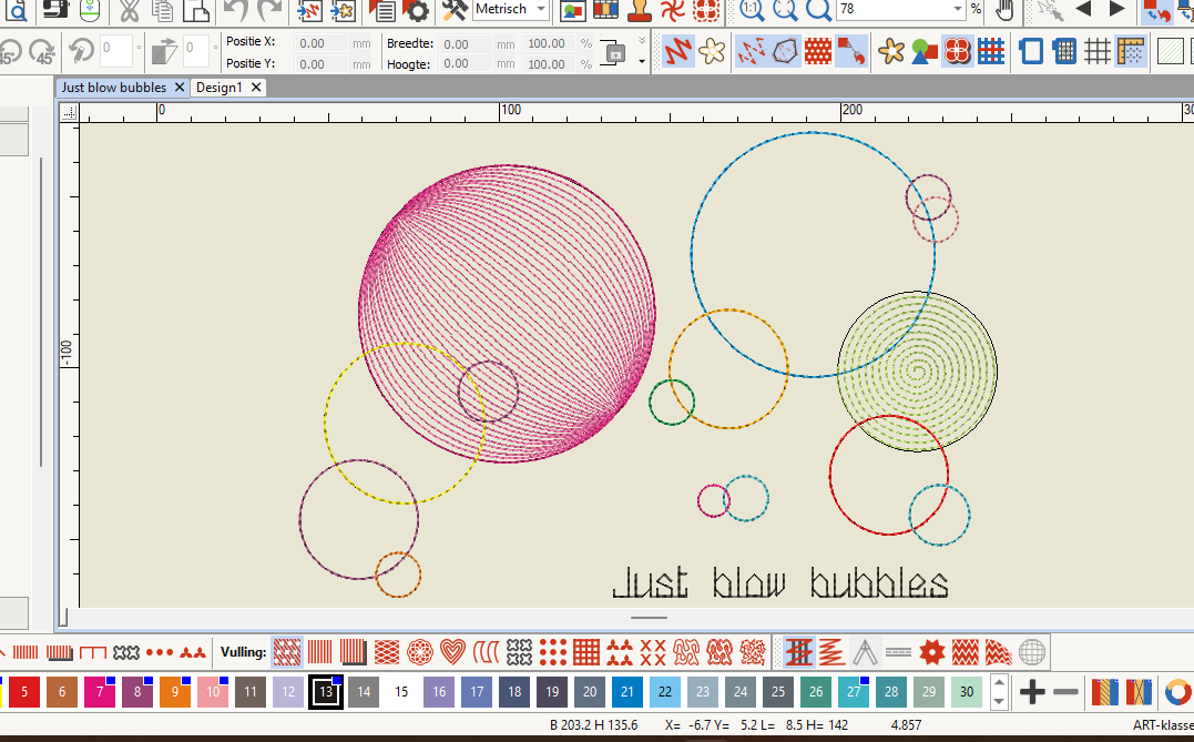 just blow bubbles cirkels en tekst digitaliseren v9 software