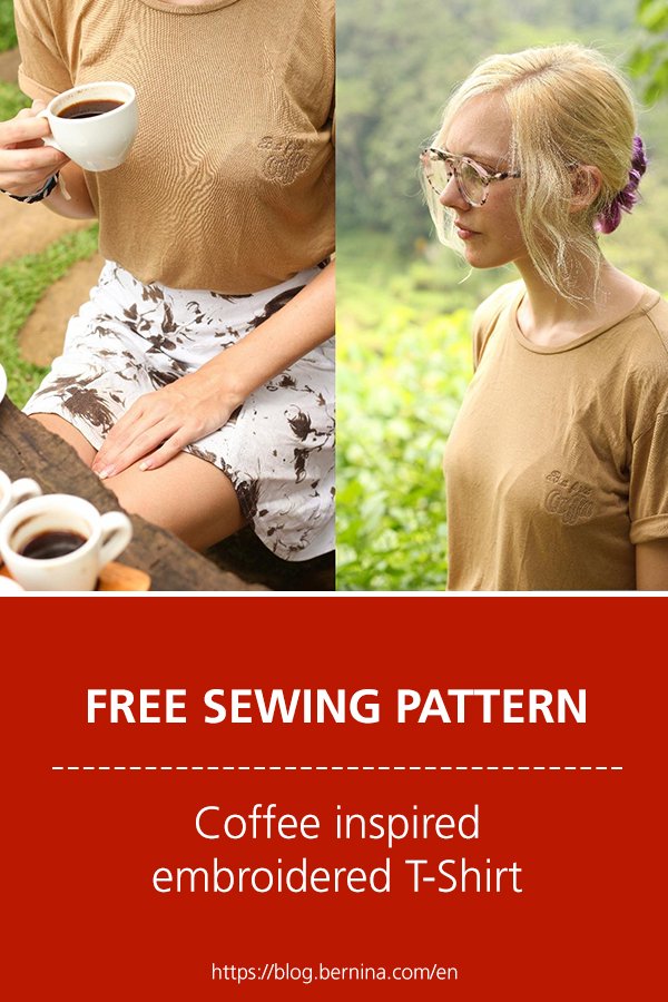 Free sewing pattern and instructions for a coffee inspired embroidered t-shirt
